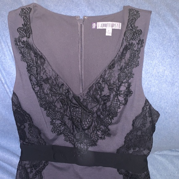 JENNIFER LOPEZ Hollywood Boudoir Grey & Black Lace Sheath Dress 6 - Picture 2 of 4
